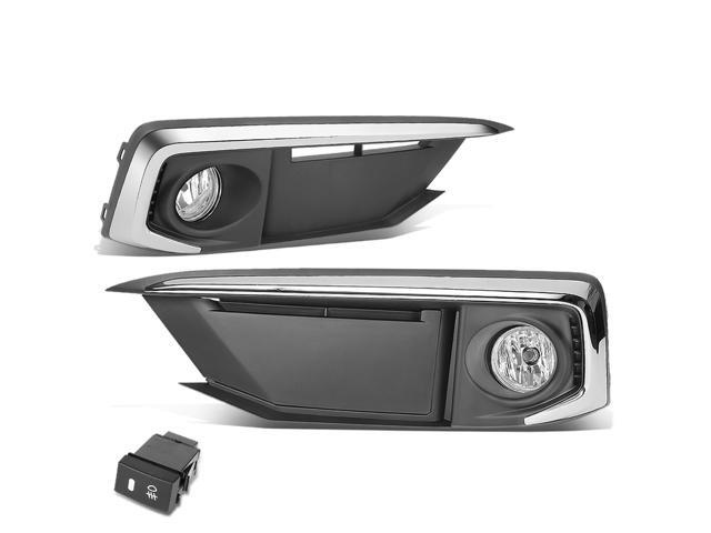 DNA Motoring FL-ZTL-316-CH For 2019 to 2020 Honda Civic 2-Dr Coupe 4-Dr Sedan Factory Style Clear Lens Fog Light with Bezel + Switch