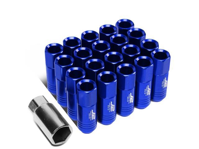 J2 Engineering LN-T7-009-15-BL J2 Engineering 7075 -T6 Forged Aluminum M12X1.5 20Pcs 60mm Height Open -End Lug Nut Sets w / Socket Adapter (Blue)