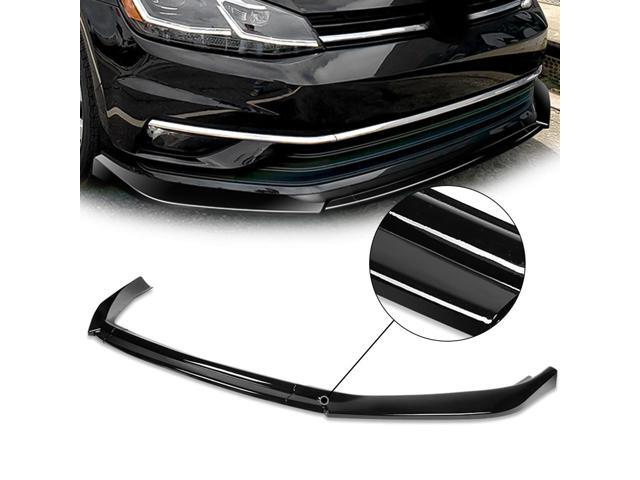 DNA Motoring 2-PU-518-PBK For 2018-2021 Golf Gloss Black Finish 3Pcs Front Bumper Lips Guard Body Kit w/ Vertical Stabilizers 19 20