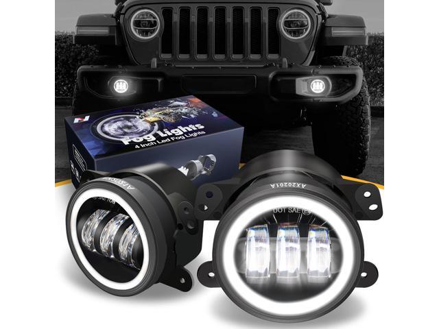 Nuvision For 2007 to 2019 Dodge Charger Journey Jeep Cherokee Wrangler LED Halo DRL Turn Signal Projector Fog Lights 14 15 16 17