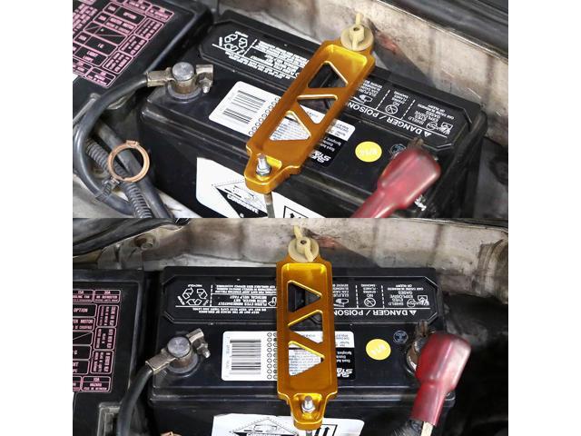 DNA Motoring BATT-SHORT-GD 145mm/170mm Billet Aluminum Battery Tie Down Mount Bracket (Gold)