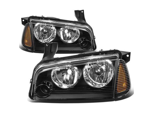 DNA Motoring HL-OH-CHA05-4P-BK-AM For 2006 to 2010 Dodge Charger LX 4pcs Black Housing Clear Lens Headlight+Amber Corner Signal Lamp 07 08 09 Left...
