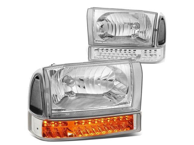 DNA Motoring HL-HPL-FSUP99-CH-CL1 For 1999 to 2004 Ford F250 F350 Super Duty Bumper+LED Turn Signal Headlight Chrome Housing Clear Corner Headlamp...
