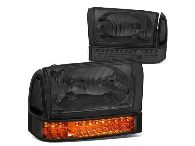 DNA Motoring HL-HPL-FSUP99-SM-CL1 For 1999 to 2004 Ford F250 F350 Super Duty Bumper+LED Turn Signal Headlight Smoked Housing Clear Corner Headlamp...