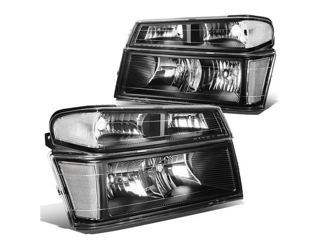 DNA Motoring HL-OH-CCOL044P-BK-CL1 For 04-12 Chevy Colorado / GMC Canyon Pair of Headlight & Bumper Light (Black Housing Clear Corner) 05 06 07 08...