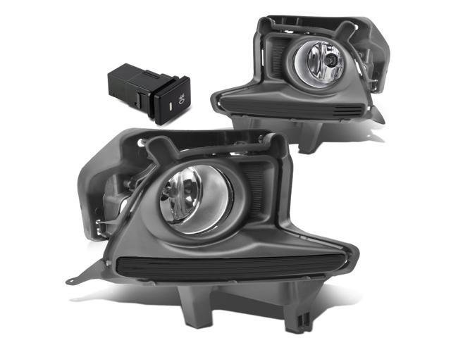 DNA Motoring FL-ZTL-244-CH For 2014 to 2016 Toyota Highlander Bumper Driving Fog Lights + Wiring Kit + Bezel + Switch (Black Cover Clear Lens)