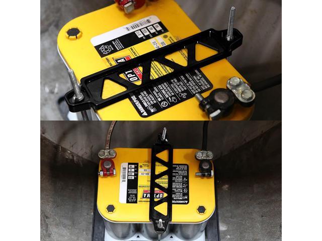 DNA Motoring BATT-LONG-BK 190mm/220mm Billet Aluminum Battery Tie Down Mount Bracket (Black)