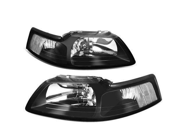 DNA Motoring HL-OH-FM99-BK-CL1 For 1999 to 2004 Ford Mustang OE Style Headlight Black Housing Clear Corner Headlamp 4 Gen 00 01 02 03 Left + Right
