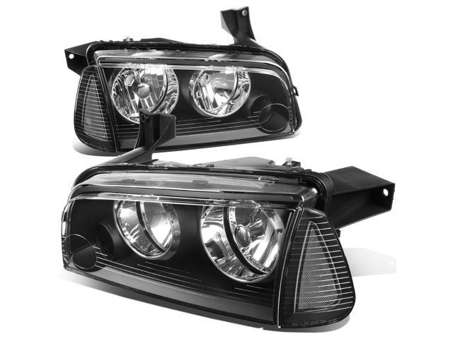 DNA Motoring HL-OH-CHA05-4P-BK-CL1 For 2006 to 2010 Dodge Charger LX 4pcs Black Housing Clear Lens Headlight+Clear Corner Signal Lamp 07 08 09 Left...