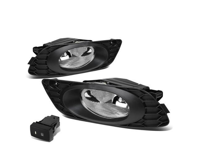DNA Motoring FL-HC124D-CH For 2012 Honda Civic 4-Door Front Bumper Driving Fog Light+Bulbs+Switch Clear Lens 9th Gen