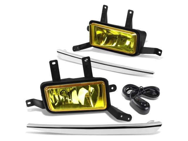DNA Motoring FL-ZTL-254-AM For 2015 to 2018 Chevy Suburban Tahoe Pair Bumper Driving Fog Light Lamp+Chrome Bezel+Switch Amber Lens 16 17