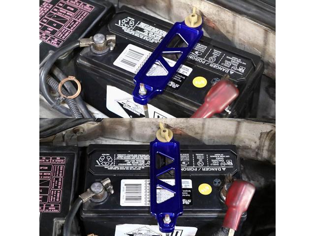 DNA Motoring BATT-SHORT-BL 145mm/170mm Billet Aluminum Battery Tie Down Mount Bracket (Blue)