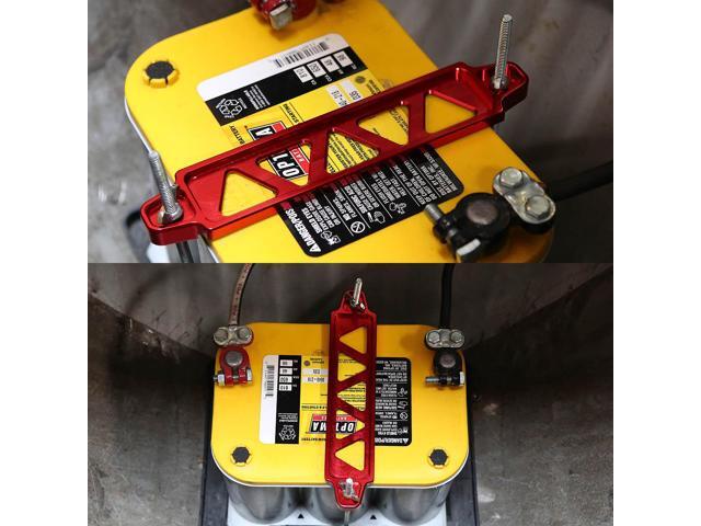 190mm/220mm Billet Aluminum Battery Tie Down Mount Bracket (Red)