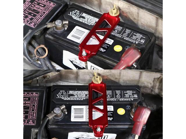DNA Motoring BATT-SHORT-RD 145mm/170mm Billet Aluminum Battery Tie Down Mount Bracket (Red)