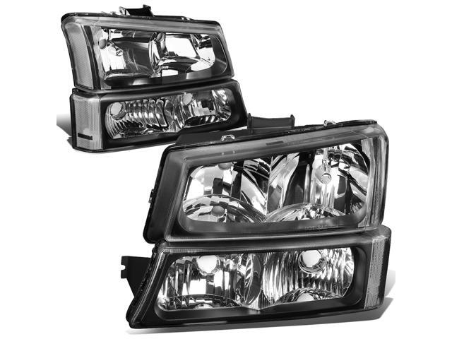DNA Motoring HL-OH-CS03-4P-BK-CL1 For 2003 to 2006 Chevy Silverado Avalanche 4Pcs Headlight+Bumper Lamp Black Housing Clear Corner 1 Gen 04 05 Left...