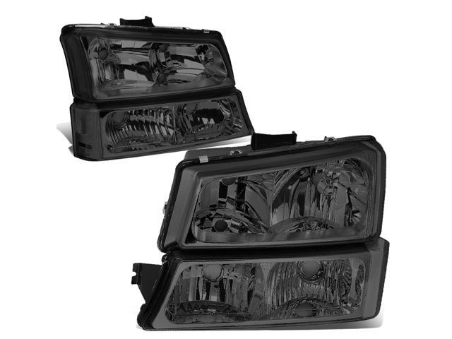 DNA Motoring HL-OH-CS03-4P-SM-CL1 For 2003 to 2006 Chevy Silverado Avalanche 4Pcs Headlight+Bumper Lamp Smoked Housing Clear Corner 1 Gen 04 05...