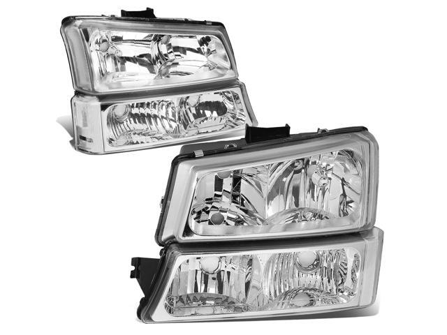 DNA Motoring HL-OH-CS03-4P-CH-CL1 For 2003 to 2006 Chevy Silverado Avalanche 4Pcs Headlight+Bumper Lamp Chrome Housing Clear Corner 1 Gen 04 05...