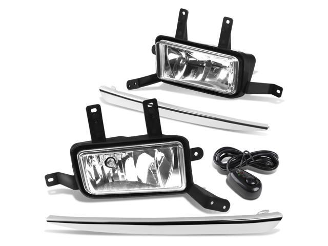 DNA Motoring FL-ZTL-254-CH For 2015 to 2018 Chevy Suburban Tahoe Pair Bumper Driving Fog Light Lamp+Chrome Bezel+Switch Clear Lens 16 17