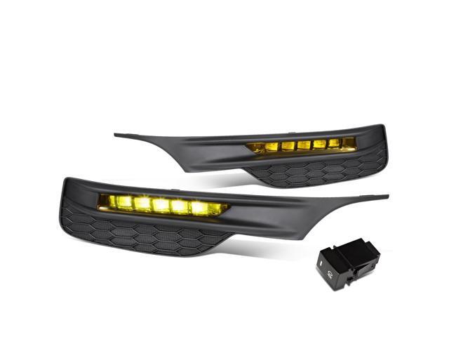 DNA Motoring FL-ZTL-257-AM For 2016 to 2017 Honda Accord Front Bumper LED Fog Light Lamp+Bezel+Switch Amber Lens