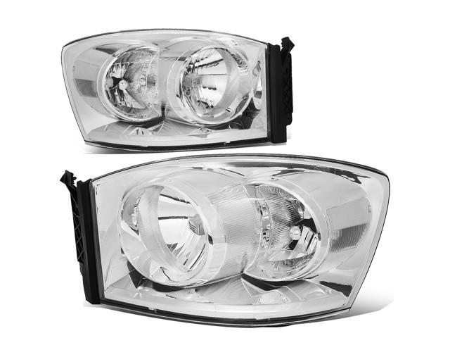 DNA Motoring HL-OH-RM06-CH-CL1 For 2006 to 2009 Dodge Ram Truck 1500 2500 3500 Pair Black Housing Amber Corner Front Driving Headlight Lamps 07 08...