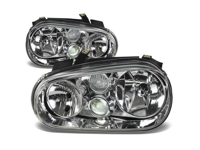 DNA Motoring HL-OH-VWGOLF99-CH For 1999 to 2006 Volkswagen VW Golf/Cabrio MK4 Chrome Housing Headlight Headlamps 00 01 02 03 04 05 Left + Right
