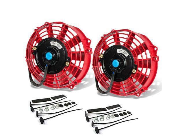 DNA Motoring RAF-7-RD+FMK-X2 2Pcs 7' Inch High Performance Electric Radiator Cooling Fan kit (Red)