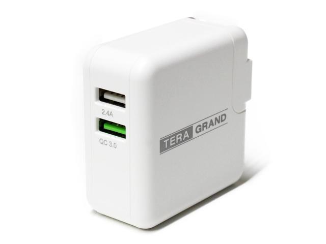 Tera Grand - 30W Dual USB Wall Charger, 18W QC3.0 USB-A Port + 12W 5V 2.4A USB-A Port