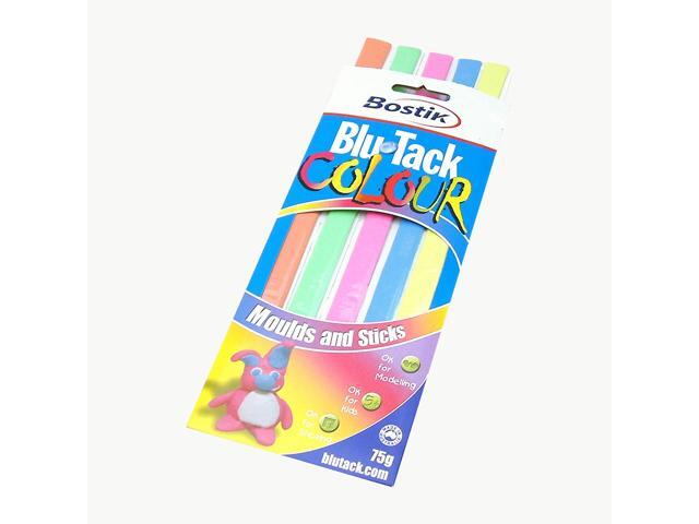 Bostik Blu-Tack Reusable Adhesive: 75g [orange, green, pink, blue & yellow - 5 strips/pack] / Assorted (Orange, Green, Pink, Blue & Yellow)