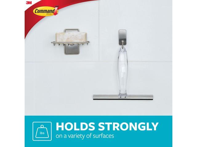 Command Bath Squeegee and Hook [Removable]: Stainless Steel and Satin Nickel (Silver)