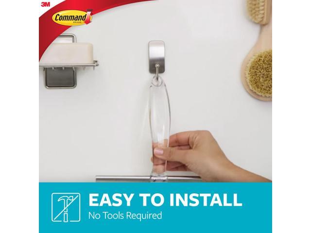Command Bath Squeegee and Hook [Removable]: Stainless Steel and Satin Nickel (Silver)