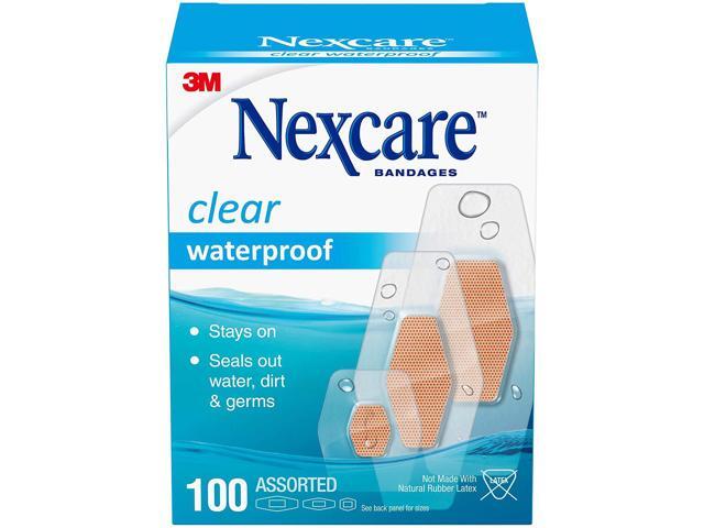 Nexcare Waterproof Bandages Family Pack, Assorted Sizes, Tan, 100 Count