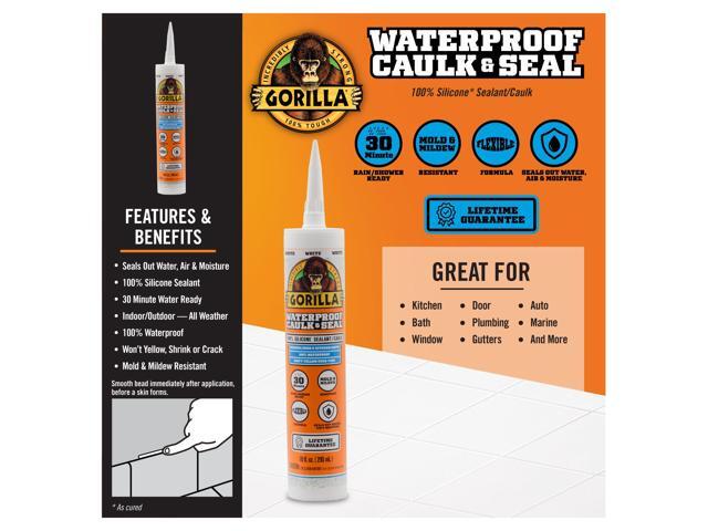 Gorilla Waterproof Caulk & Seal [100% Silicone]: 10 oz. cartridge (Clear)