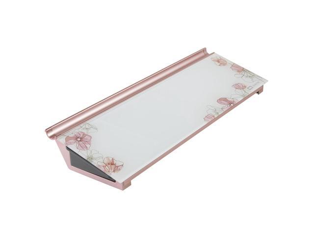quartet glass desktop computer pad, 18' x 6', whiteboard, dry erase surface, floral (gdp186p)