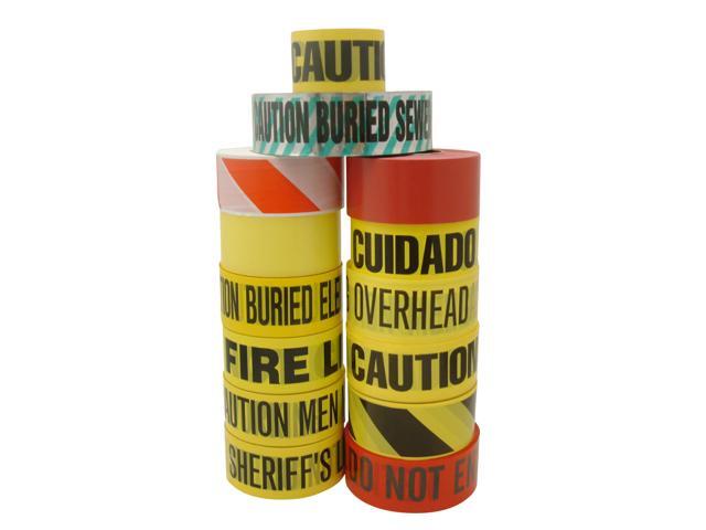 [NO ADHESIVE] JVCC Barricade Tape [2.5 mil thick] (BR-1): 3 in. x 1000 ft. (Yellow with Black 'FIRE LINE DO NOT CROSS' printing)