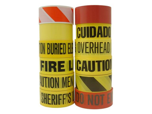 [NO ADHESIVE] JVCC Barricade Tape [2.5 mil thick] (BR-1): 3 in. x 1000 ft. (Yellow with Black 'FIRE LINE DO NOT CROSS' printing)