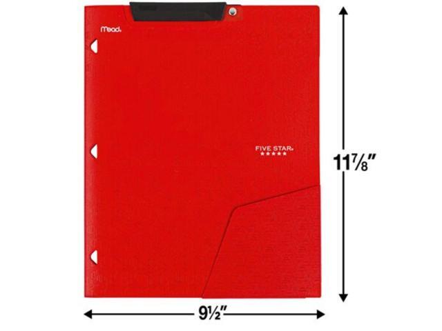 Five Star Clip 'N Store 2-Pocket Plastic Folder: 9-1/2 in. x 0.319 yds. (Fire Red)