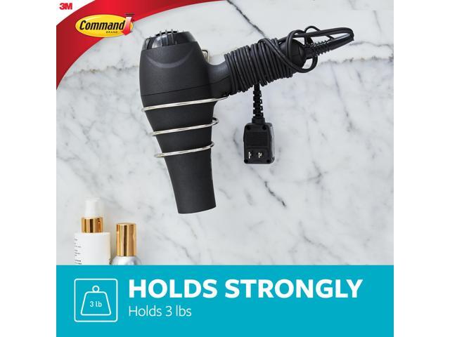 Command Hair Dryer Holder [Removable]: 1 Holder with Water Resistant Strips (Satin Nickel)