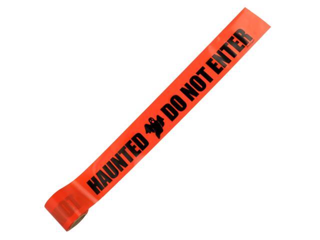 [NO ADHESIVE] FindTape 'HAUNTED DO NOT ENTER' Halloween Printed Barricade Tape 3 mil thick: 3 in. x 100 ft. (Orange/Black HAUNTED DO NOT ENTER)