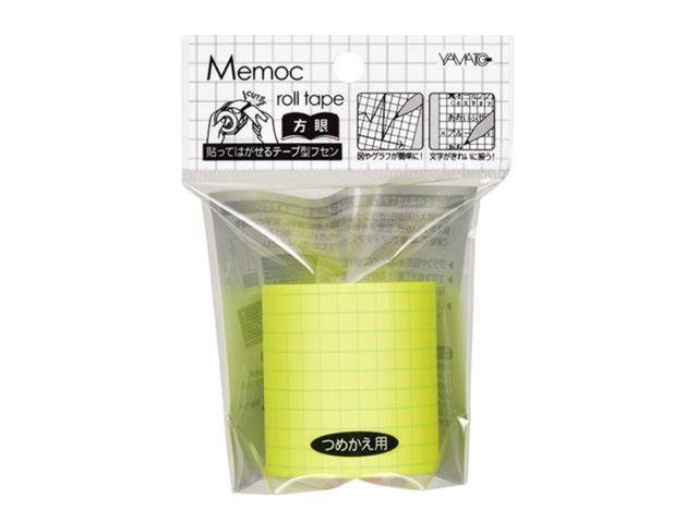 Yamato Memoc Gridded Sticky Note Refills: 1 in. x 33 ft. (Fluorescent Yellow)