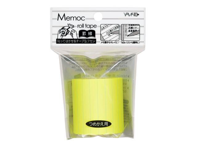 Yamato Memoc Ruled Sticky Note Refills: 1 in. x 33 ft. (Fluorescent Yellow)