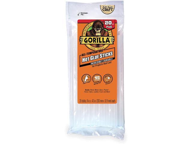 gorilla hot glue sticks, full size, 8' long x .43' diameter, 20 count, clear, (pack of 1)