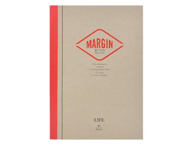 Life Margin Plain Notebook [Bound On Side]: 7 in. x 10 in. (Tan/Red Cover, Blank Pages) *B5 notebook