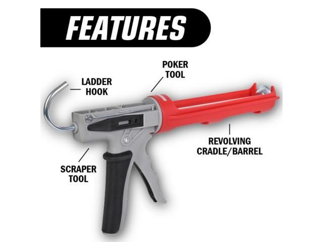 Newborn Octogun Lightweight Drip-Free Caulk Gun (208D): 10 oz. cartridge dispenser (Red)