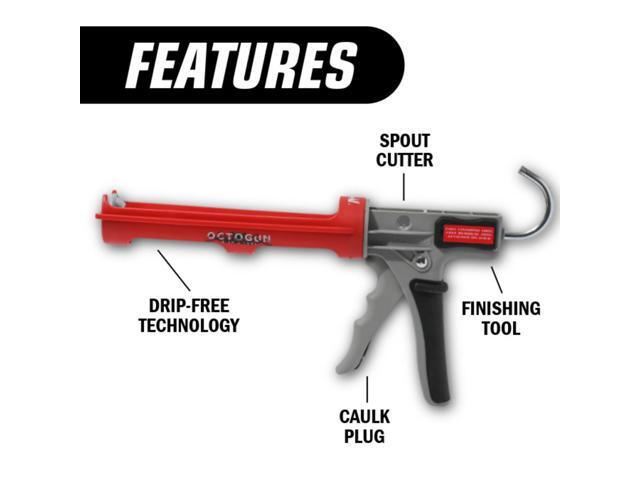 Newborn Octogun Lightweight Drip-Free Caulk Gun (208D): 10 oz. cartridge dispenser (Red)