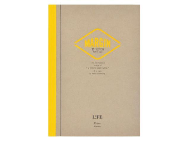 Life Margin Section Notebook [Bound On Side]: 7 in. x 10 in. (Tan/Yellow Cover, Gridded Pages) *B5 notebook