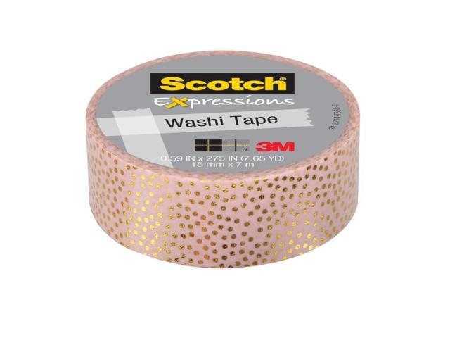 Scotch Expressions Foil Washi Tape: 0.59 in. x 393 in. (Pastel Pink with Gold Foil Dots)