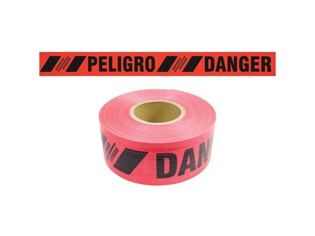 [NO ADHESIVE] Presco Reinforced Printed Barricade Tape 7 mil thick: 3 in. x 300 ft. (Red/Black DANGER PELIGRO)