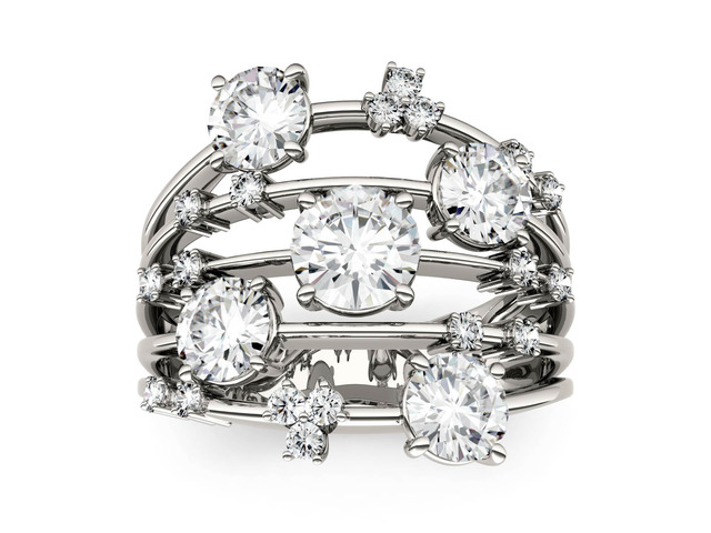14K White Gold Moissanite by Charles & Colvard Fashion Galaxy Ring- size 6 3.15cttw DEW