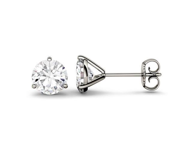 14K White Gold Moissanite by Charles & Colvard 5.0mm Round Stud Earrings, 1.00cttw DEW