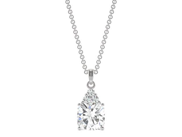 14K White Gold Moissanite by Charles & Colvard 7mm Cushion Pendant Necklace 1.79cttw DEW